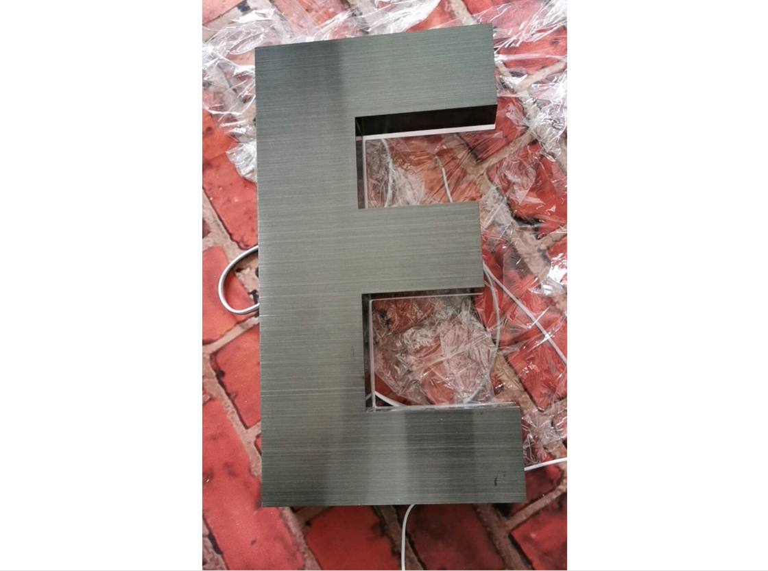 Stainless steel sign, Illuminated Logo Sign-Backlit-Brushed Metal with acrylic- 3D Design Personalized Signage-Personalized Channel Letters