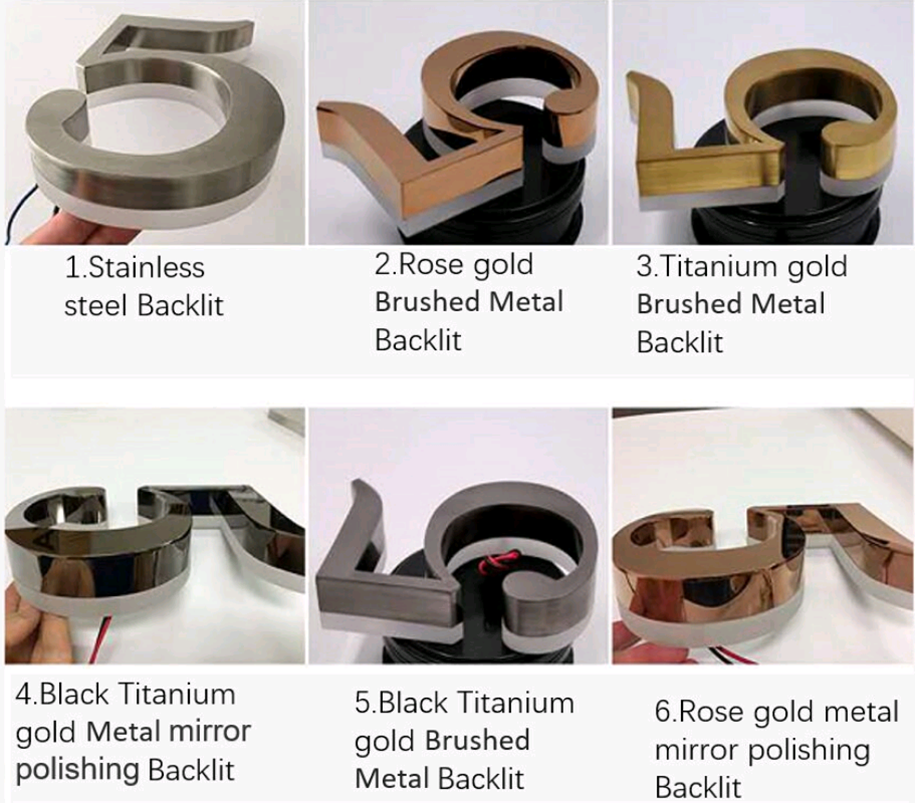 Stainless steel sign, Illuminated Logo Sign-Backlit-Brushed Metal with acrylic- 3D Design Personalized Signage-Personalized Channel Letters