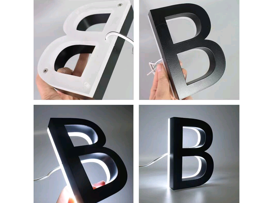 Stainless steel sign, Illuminated Logo Sign-Backlit-Brushed Metal with acrylic- 3D Design Personalized Signage-Personalized Channel Letters (Copy)