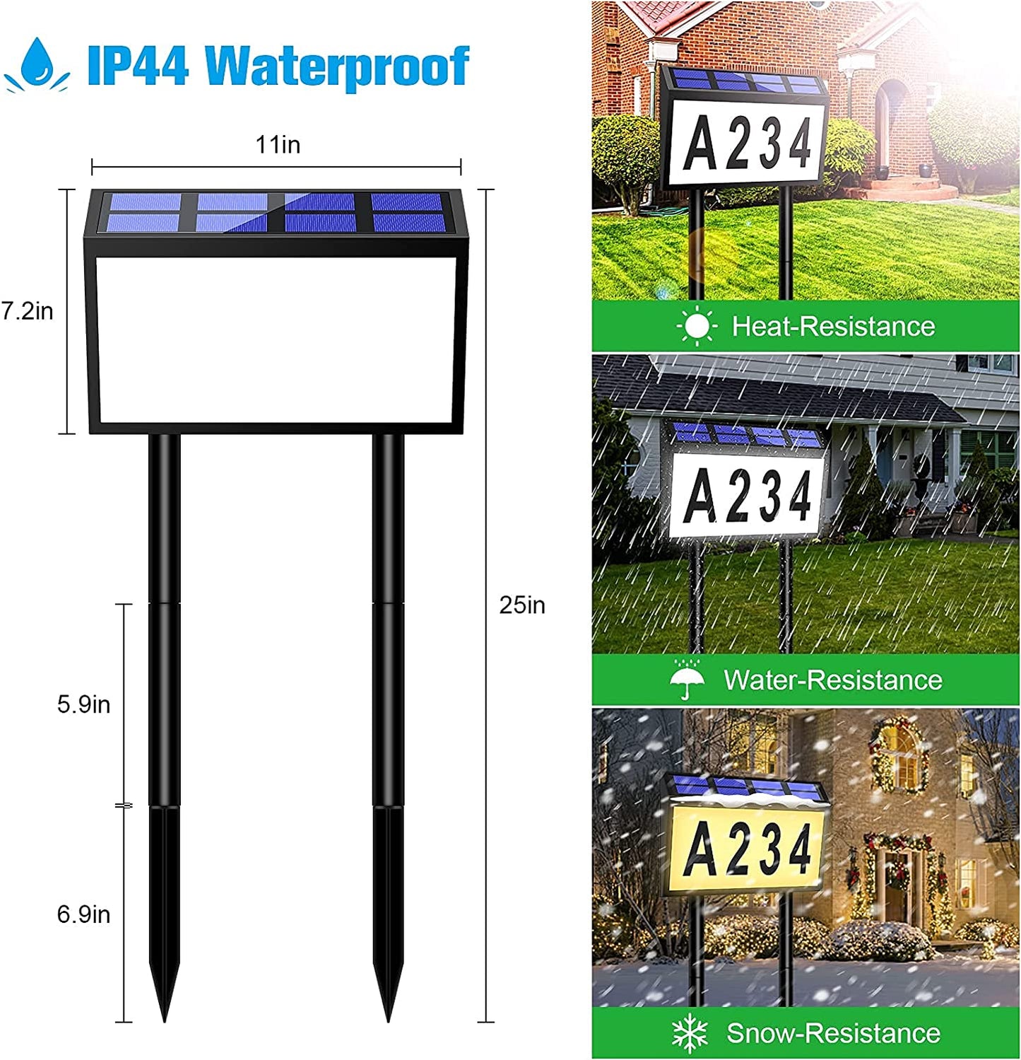 House Number for Outside,Solar Led Address Sign for Yards with Stakes, Outdoor sign, address Plaques